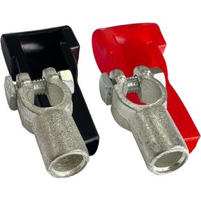 Ampper 3/8"-16 Thread Male Lead Top Post to Side Post Terminal Adapters, Standard Top Post to Standard GM Side Post Terminals (+/-) W/Cover (1 Pair)