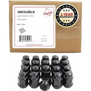 Wheel Accessories Parts Set of 20 1/2-20 Lug Nuts Black 1.38" Long 21mm (13/16") Hex Wheel Lug Nut Closed End Bulge Acorn Lug Nuts Cone Seat 1/2 in Thread in Kuwait