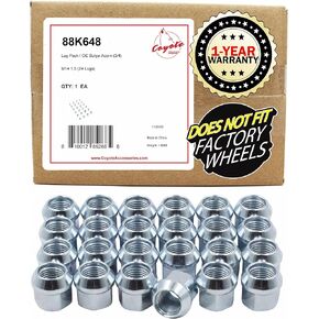 Wheel Accessories Parts 24 Pcs 14mm 1.50 14x1.50 Thread Open End Bulge Acorn 21mm 0.84" Long Lug Nut Zinc 19mm 3/4" Fits Chevy Silverado 1500 2016+ Ford F 150 2019 + Ram 1500