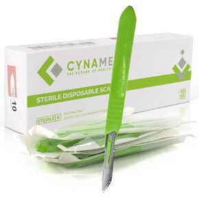 CYNAMED # 23 Disposable Scalpel with Plastic Handle - Sterile Single Blade Razor for Dermaplaning, Dissection, Podiatry, Professional Grooming, Acne Removal - Surgical Stainless Steel Tool - Box of 10