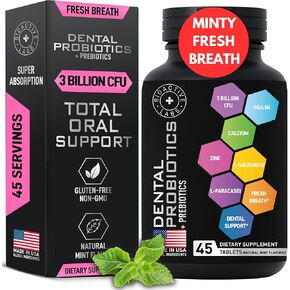 Dental Probiotics For Bad Breath & Oral Health - Best Lactobacillus Salivarius Probiotic Tablets Fight Chronic Bad Breath and Restore Good Bacteria - Oral Probiotics For Teeth And Gums - 90 Tablets