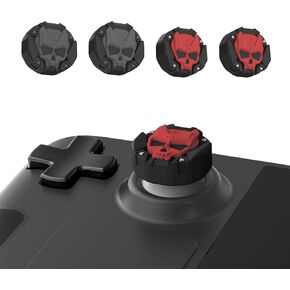 GeekShare Halloween Skull Thumb Grip Caps for Playstation 5 Controller, Thumbsticks Cover Set Compatible with Switch Pro Controller and PS4 PS5 Controller, 2 Pairs / 4 Pcs (Black & Red)