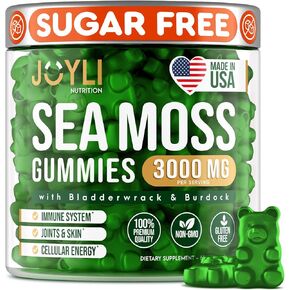 Sea Moss Gummies - Irish Seamoss Gummies for Adults & Kids - Advanced Superfood Supplement with Natural & Organic Sea Moss Gel, Bladderwrack & Burdock Root Extract - 60 Vegan Irish Moss Gummy Bears