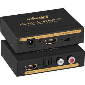 4K HDMI Audio Extractor Splitter, avedio links 1080P HDMI to HDMI Audio Converter + Optical Toslink SPDIF + RCA L/R Stereo Analog Audio, HDMI Audio Adapter for Fire Stick, Blu-Ray Player