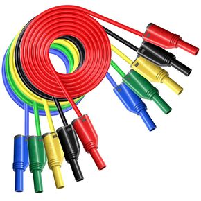 Goupchn 5PCS Banana Plug Silicone Test Leads Kit 4mm Fully Insulated Safety Shrouded Stackable Banana Plug with Alligator Crocodile Clips Test Fork Back Probe Pins for Multimeter