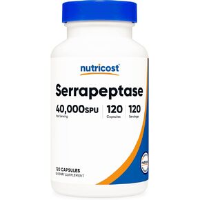 Nutricost Serrapeptase 120,000 SPU, 120 Capsules - Gluten Free, Non-GMO, and Vegetarian Friendly