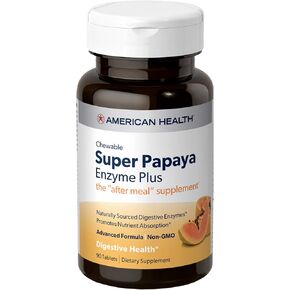 American Health Super Papaya Digestive Enzyme Plus Chewable Tablets, 400 Count