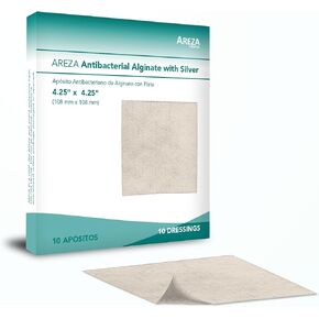 Silver Alginate (Antibacterial Alginate with Silver) 4.25"x4.25" Sterile; 10 Wound Dressings Per Box (1 Box) Areza Medical in Saudi Arabia