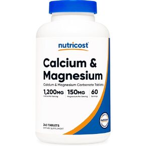 Nutricost Calcium & Magnesium Carbonate 240 Tablets, 1200mg of Ca & 150mg of Mg per Serving, 60 Servings- Gluten Free, Non-GMO