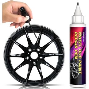 Touch Up Paint Wheel Scratch Fix Cars Rim Scratch Repair Pen Portable Quick And Easy for Car Wheel (Black+Varnish)