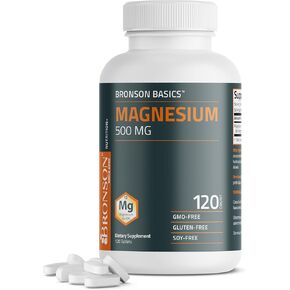 Bronson Magnesium 500 MG Supports Bone & Muscle Health & Nervous System Support - Non-GMO, 240 Vegetarian Tablets