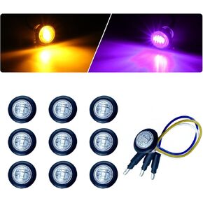 XtraGlow D16 3/4 Dual Revolution LED Lights Amber to White Turn Signal & Marker Lights for Trailer Truck Camper RV with Bullet Plug