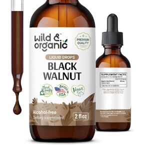 Black Walnut Tincture - Organic Black Walnut Hull Liquid Extract - Cleanser & Detoxifier - Vegan, Alcohol Free Drops - 4 fl oz
