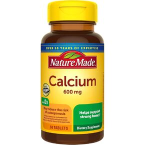 Nature Made Calcium 600 mg with Vitamin D3 for Immune Support, Tablets, 60 Count, helps support Bone Strength (Pack of 3)