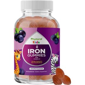 Multivitamin with Iron Gummies for Kids - Chewable Iron Gummy Vitamins for Kids Focus Aid and Natural Energy Supplement - Kids Gummy Vitamins with Iron for Immune Support Mental Clarity and Focus