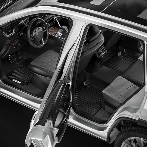 سجادات أرضية OEDRO ذات 3 صفوف وبطانات صندوق الأمتعة متوافقة مع 2021-2023 Jeep Grand Cherokee L (فقط لـ 6 ركاب بدون وحدة تحكم مركزية)، مجموعة سجادات أرضية تناسب جميع الأحوال الجوية باللون الأسود in Kuwait