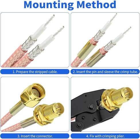 Superbat SMA Crimp Connectors Kit SMA Male + SMA Female Crimp Solder Connector Kit for RG58 RG142 RG400 RG303 RG141 LMR195 Low Loss Coax Cable 10-Pack in Kuwait