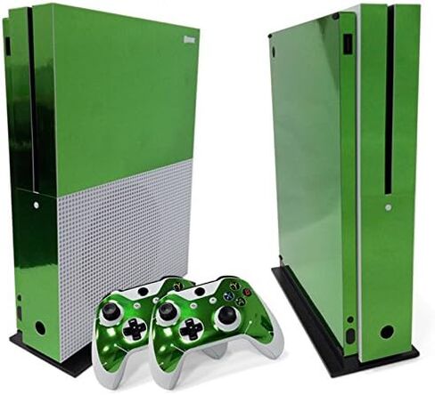 ملصق حماية لامع من الفينيل لجهاز تشغيل العاب الفيديو الرقمية Xbox One S Slim + 2 ذراع تحكم (رخام مموه) in Kuwait