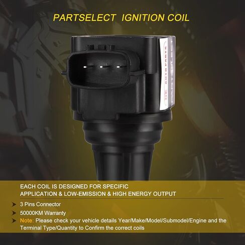 Partselect 4PCS Ignition Coil Pack UF-557 4606824AB C1587 5C1644 GN10346 Replacement for Dodge Avenger Journey Jeep Compass Patriot Chrysler 200 Sebring 1.8L 2.0L 2.4L Yellow in Kuwait