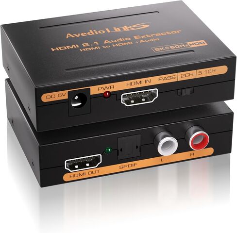 4K HDMI Audio Extractor Splitter, avedio links 1080P HDMI to HDMI Audio Converter + Optical Toslink SPDIF + RCA L/R Stereo Analog Audio, HDMI Audio Adapter for Fire Stick, Blu-Ray Player in Saudi Arabia