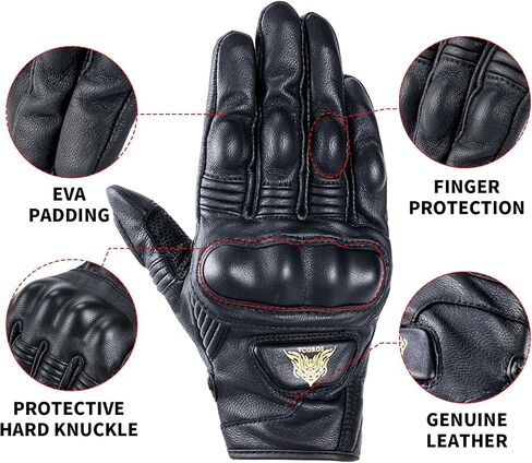 VCOROS VG20 Genuine Leather Touchscreen Motorcycle Gloves Adult Road Racing Cruiser Biker ATV Powersport Gloves with Joint Protect Shell in Kuwait