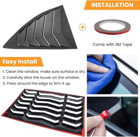 Rear Window Louver for Chevy Chevrolet Camaro 2010 2011 2012 2013 2014 2015 Windshield Sun Shade Cover Vent GT Lambo Style Custom Fit All Weather ABS (Glossy Carbon Fiber) in Saudi Arabia