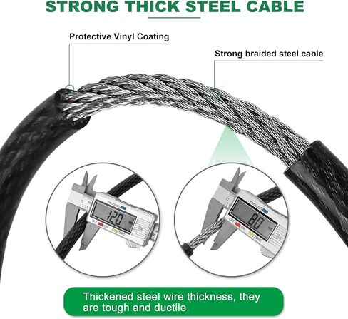 DAOSEC 15ft x 1/2"(12mm) Heavy Duty Braided Galvanized Steel Anti-Theft Security Cable with Looped Ends. for Construction Tools, Boats, ladders, Railing Gates, Lawn mowers, Equipment, etc in Kuwait