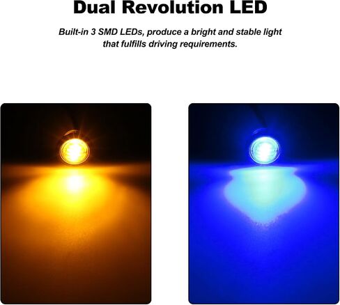 XtraGlow D16 3/4 Dual Revolution LED Lights Amber to White Turn Signal & Marker Lights for Trailer Truck Camper RV with Bullet Plug in Saudi Arabia