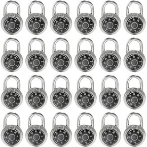 LanuBe Lock Standard Dial Combination Lock, 2 in. Wide, with Different Combinations, Black Turnplate, Pack of 24; Lock for School, Employee, Gym & Sports Locker, Case, Toolbox, Fence and so on