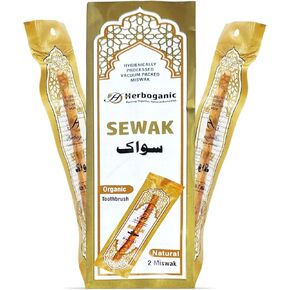 HERBOGANIC Sewak Natural Miswak Traditional Toothbruh 12 Pack No Flavor All Natural for Oral Health, Hygiene, Fresh Breath, Whiter Teeth, Chemical Free, Light Weight, Vacuum Sealed