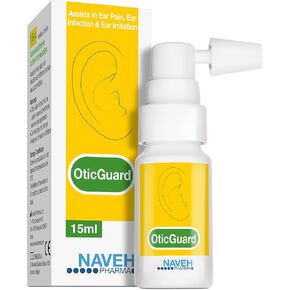 NAVEH PHARMA Otic Guard Natural Ear Spray 3 in 1 Herbal-Oil Blend for Itchy Ears Ear Wax Removal Kit Ear Care Softener for Clogged Ear Relief and Swimmer’s Ear (0.5 fl Oz)
