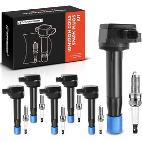 A-Premium Set of 6 Ignition Coil Pack and Iridium Spark Plugs Compatible with Honda Accord 2008-2012 Crosstour Odyssey & Acura RL TL TSX 3.5L 3.7L Replace# 30520R70A01