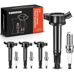 A-Premium Set of 4 Ignition Coil Pack and Iridium Spark Plugs Compatible with Toyota Corolla 2009-2018 Matrix Prius C-HR & Lexus CT200h 2011-2017 & Scion iM xD
