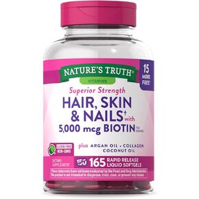 Nature's Truth Superior Strength Hair/Skin/Nails with Argan/Coconut Oil/Collagen, 165 Count, Multicolor