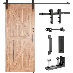 JZVXX 6FT Sliding barn Door Hardware kit, Barn Door Track, Fit for Door Panel Width up to 36", Easy to Install- Combination Track Mode- Step by Step Manual Included.(JD-6FT-5)