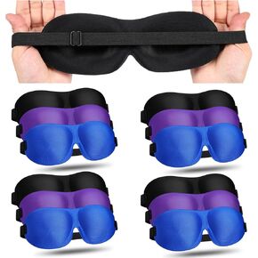 Bonuci 12 Pack Sleep Mask Blackout 3D Eye Mask for Sleeping Ultralight Sleeping Mask Night Blindfold Eye Covers with Adjustable Strap for Men Women Travel Back and Side Sleeper, Purple Black Blue