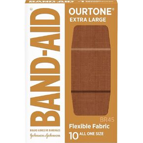 Band-Aid Brand Ourtone Adhesive Bandages, Flexible Protection & Care of Minor Cuts & Scrapes, Quilt-Aid Pad for Painful Wounds, BR65, Extra Large, 10 ct