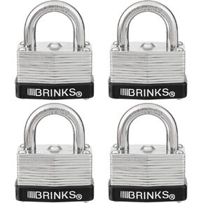 BRINKS - 40mm Laminated Steel Keyed And Warded Padlock, 4-Pack - Chrome Plated With Hardened Steel Shackle