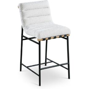 Meridian Furniture 857Cream-C Burke Collection Modern | Contemporary Boucle Fabric Upholstered Counter Stool, Cream, 18" W x 23.5" D x 37" H