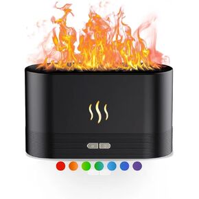 Flame Humidifier with 7 Colors Kathluce Essential Oil Diffusers, Upgraded Noise-Free Diffuser Humidifier for Home, Yoga Studio, Gym, Office Decor (Black)