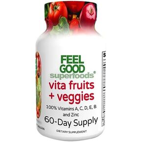 FeelGood Superfoods 1000mg Immune Support Capsules Made with 25 Organic Fruits and Vegetables, Strong Immunity Boosters with Vitamins A, C, D3, and Zinc, 60 Count