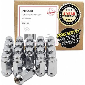 Wheel Accessories Parts 20 Pcs 14mm 2.00 14x2.00 Thread Bulge Acorn 1.90" Long Lug Nuts Chrome 3/4" 19mm Hex Fits 1997 to 1999 Ford F150 Expedition Lincoln Navigator