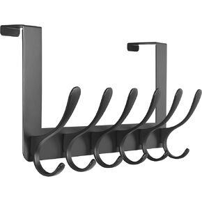 SKOLOO Over The Door Hooks - for Doors up to 4.5cm Thick, Stainless Steel Door Hanger with 6 Hooks, Over The Door Hanger for Coats Clothes Hat Towel Jacket, White