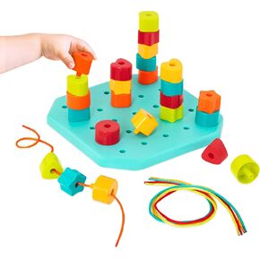 Battat Stacking Cups for Toddlers and Babies, Colorful Indoor and Outdoor Educational Toys for Sorting Shapes and Nesting Cups, Beach Toys for 18+ Months Old (19 Pcs)