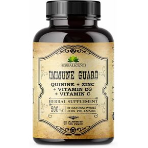 Quinine Capsules - Cinchona Officinalis Bark Herbal Supplement for Muscle, Cramp Defense and Overall Digestive Health - All-Natural Quinine Sulfate Pills, 500mg per Capsule, 160 Tablets