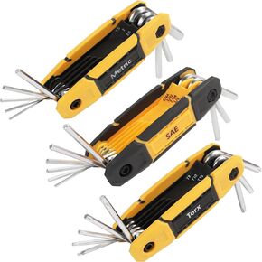 MULWARK 14 PC T-handle Allen Wrench Set Metric and Standard with T Handle Hex Key and Long Hex Driver Set with Wall-mounted Storage Box, Clear Marking, Two-Tip Design and Chamfered Tips