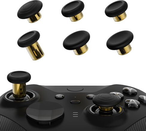 eXtremeRate 6 in 1 Metal Replacement Thumbsticks Grip, Swap Magnetic Joysticks for Xbox One Elite Series 2 & Xbox Elite 2 Core Controller (Model 1797) - Black in Kuwait