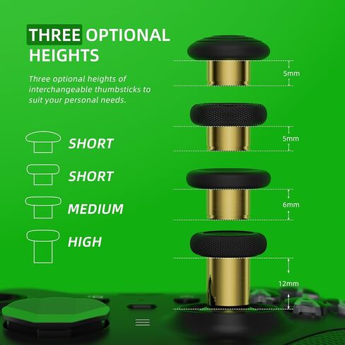 eXtremeRate 6 in 1 Metal Replacement Thumbsticks Grip, Swap Magnetic Joysticks for Xbox One Elite Series 2 & Xbox Elite 2 Core Controller (Model 1797) - Black in Kuwait