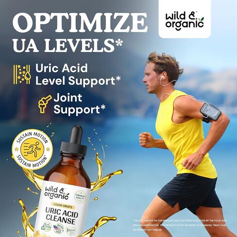 مكمل سائل منظف حمض اليوريك - قطرات دعم حمض اليوريك مع الكرز اللاذع، تشانكا بيدرا، الكرفس، جذر الكركم، بذور الشوك الحليب - نباتي، صبغة خالية من الكحول - 2 أونصة سائلة in Kuwait