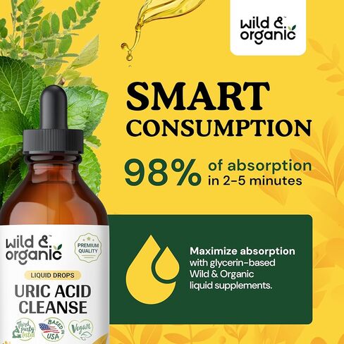 مكمل سائل منظف حمض اليوريك - قطرات دعم حمض اليوريك مع الكرز اللاذع، تشانكا بيدرا، الكرفس، جذر الكركم، بذور الشوك الحليب - نباتي، صبغة خالية من الكحول - 2 أونصة سائلة in Kuwait